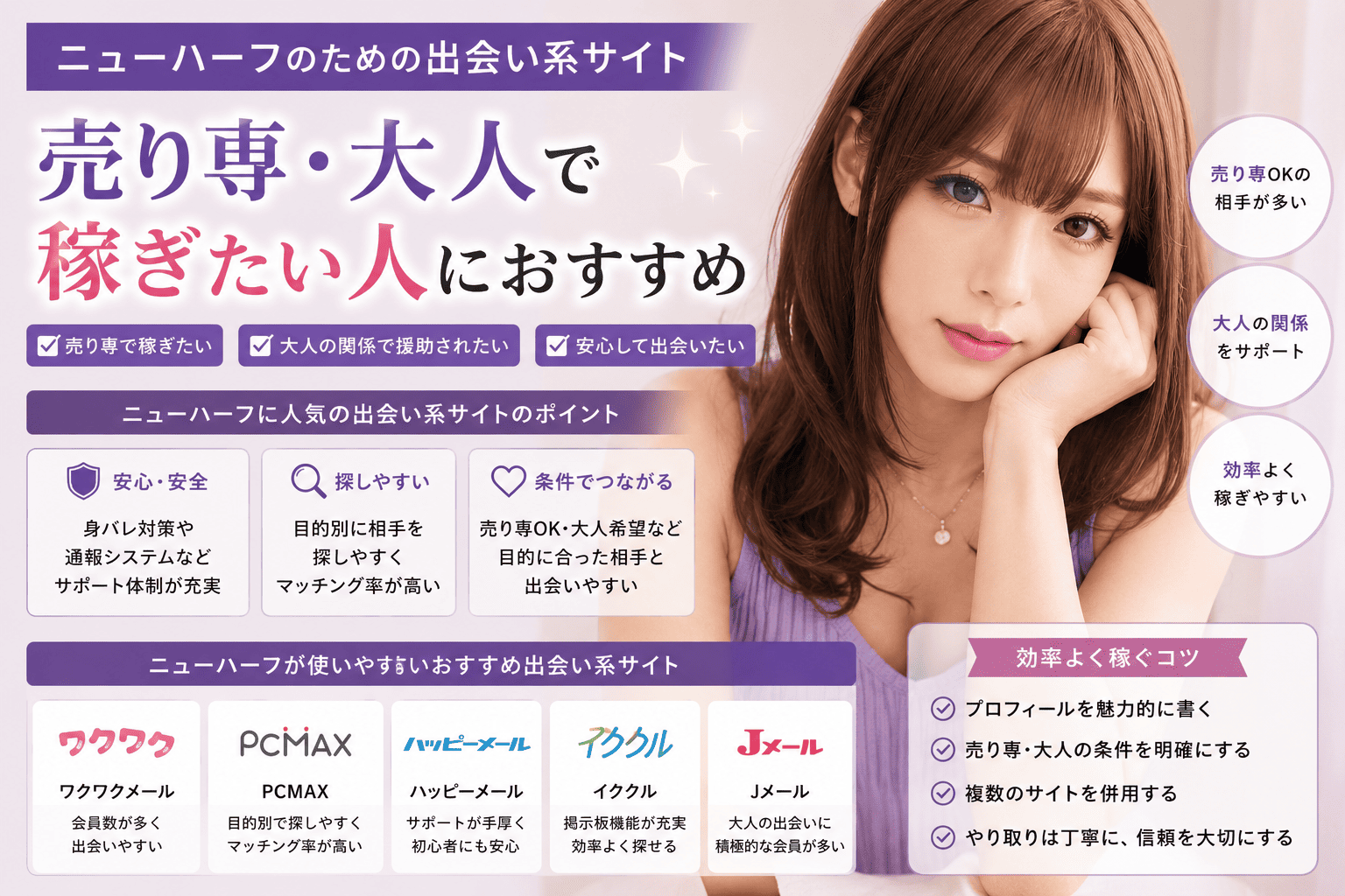 ニューハーフが売り専や大人して稼ぐために使える出会い系サイト